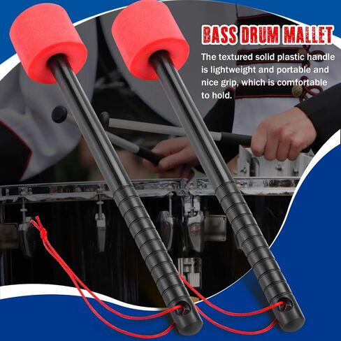 Facmogu 2PCS Felt Bass Drum Mallets, Beige White Felt Mallets Sticks with Stainless Steel Handle, Wool Felt Head Instrument Percussion Accessory for Marching Band Bass Drum in Saudi Arabia