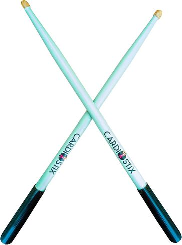 Basic Weighted 4.5oz per set American Hickory(I PAIR YOU CHOOSE) Wood Cardio Drum Sticks w/Black Grips | Drumming, Fitness, Aerobic Class, Exercises(Powder Blue) in Kuwait