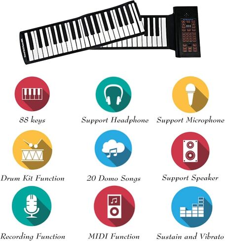 49 Keys Roll Up Piano with Carrying Bag, 8 Different Tones, Built-in Rechargeable Lithium Battery, Built-in 2W Speakers, Portable Piano, Travel Piano in Saudi Arabia