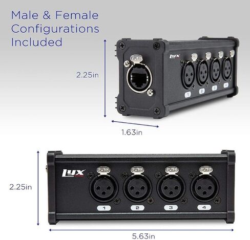 LyxPro XLR 3 Feet Audio Snake 4 Channel 3 Pin Multi Network Breakout for Stage and Recording Studio Female Connection, Great for Sound and Lighting Transfer in Kuwait