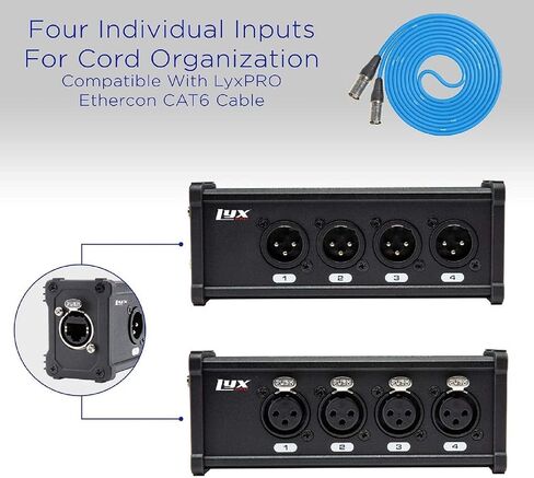 LyxPro XLR 3 Feet Audio Snake 4 Channel 3 Pin Multi Network Breakout for Stage and Recording Studio Female Connection, Great for Sound and Lighting Transfer in Kuwait