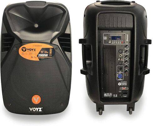 VOYZ 2000 Watt Bluetooth Portable Speaker for Parties - Two Way 15" Loudspeaker - FM Radio, USB, SD, and MP3 Player - PA with Tripod Stand and Wireless Microphone - Perfect for Karaoke (VZ-DJKIT616S) in Kuwait