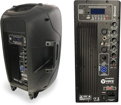 VOYZ 2000 Watt Bluetooth Portable Speaker for Parties - Two Way 15" Loudspeaker - FM Radio, USB, SD, and MP3 Player - PA with Tripod Stand and Wireless Microphone - Perfect for Karaoke (VZ-DJKIT616S) in Kuwait