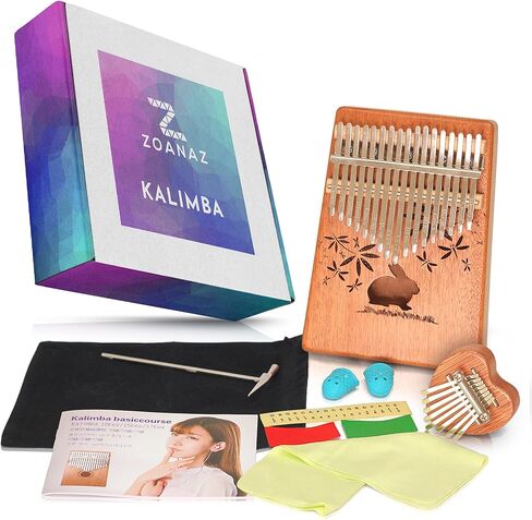 بيانو زوناز كاليمبا 17 مفتاحًا وميني كاليمبا 8 مفاتيح. يتضمن صندوق الهدايا 2 كاليمباس على شكل قلب أرنب لطيف. مجموعة كاملة من بيانو إصبع مبيرا in Kuwait