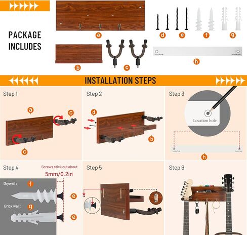 CAHAYA Guitar Wall Mount Hanger with Shelf and Pick Holder Rotatable Rubber Hooks Take 2 Guitars for Acoustic Electric Bass Violin Banjo Mandolin Ukulele CY0298 in Saudi Arabia