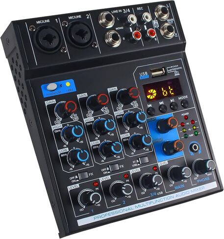 Micfuns MK2 2 XLR 2 قناة ستيريو خلاطات تسجيل غير مدعومة مع mp3 بلوتوث لتسجيل الموسيقى الحية للكمبيوتر in Kuwait