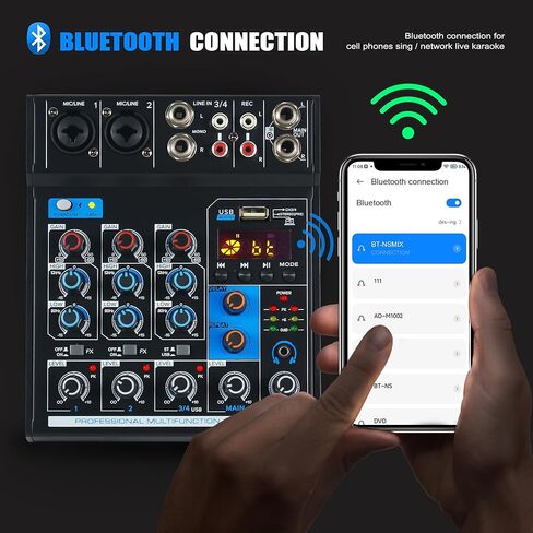 Micfuns MK2 2 XLR 2 قناة ستيريو خلاطات تسجيل غير مدعومة مع mp3 بلوتوث لتسجيل الموسيقى الحية للكمبيوتر in Kuwait