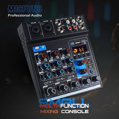 Micfuns MK2 2 XLR 2 قناة ستيريو خلاطات تسجيل غير مدعومة مع mp3 بلوتوث لتسجيل الموسيقى الحية للكمبيوتر in Kuwait