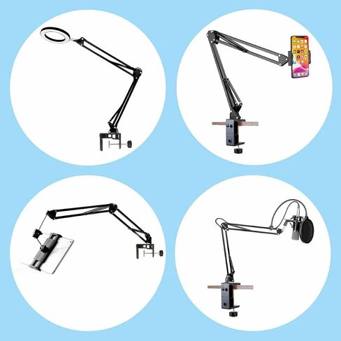Replacement Heavy Duty C Clamp for 1/2" Base Magnifying Lamp,Desk Lamp,Swing Arm Lamp,Phone I pad Mount,Tablet Mic Holder,Table Mount Clamp for Microphone Stand Mic Boom Arm (G1 Black) in Saudi Arabia