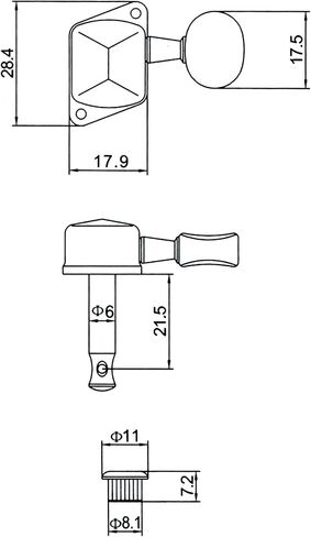 هولمر اوتاد ضبط اوتار الجيتار، رؤوس الة شبه مغلقة، مفاتيح ضبط زر بيضاوي، خط 6 انش للجيتار الصوتي باليد اليمنى او الجيتار الكهربائي كروم. in Kuwait