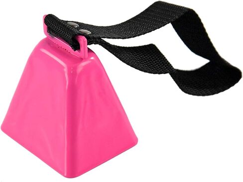 HOME-X Cowbell with Wrist Strap, Sporting Event Bell, Cheering Bell, Party Noise Maker, School Bell, Pink, 3 1/2" L x 3" W x 2 3/8" H in Kuwait