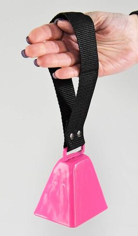 HOME-X Cowbell with Wrist Strap, Sporting Event Bell, Cheering Bell, Party Noise Maker, School Bell, Pink, 3 1/2" L x 3" W x 2 3/8" H in Kuwait