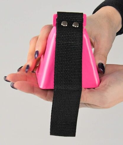 HOME-X Cowbell with Wrist Strap, Sporting Event Bell, Cheering Bell, Party Noise Maker, School Bell, Pink, 3 1/2" L x 3" W x 2 3/8" H in Kuwait