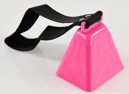 HOME-X Cowbell with Wrist Strap, Sporting Event Bell, Cheering Bell, Party Noise Maker, School Bell, Pink, 3 1/2" L x 3" W x 2 3/8" H in Kuwait