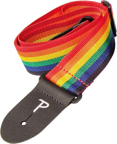Perris Leathers Leathers Ltd. - Guitar Strap - Nylon - Leather Ends - Rainbow - Adjustable - For Acoustic/Bass/Electric Guitars - Made in Canada (NWS20-88) 41"-72" in Saudi Arabia