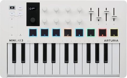 Arturia MiniLab 3 Hybrid MIDI Keyboard Controller Bundle w/ Samson SR350 Pro Headphones, Arturia USB Cable & Liquid Audio Polishing Cloth (4 Items) in Kuwait