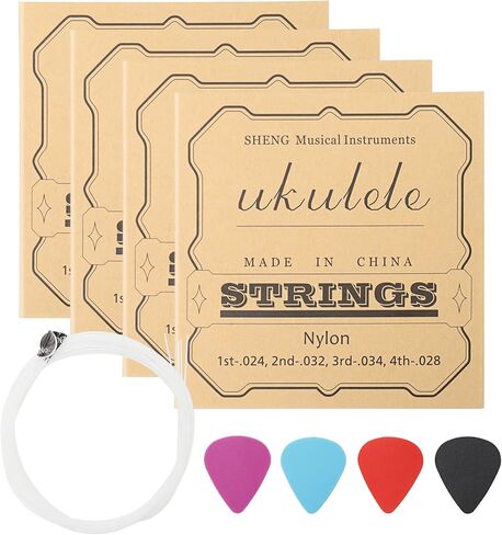 Nylon Ukulele Strings Tuning Replacement 4 Pack 4 Strings for Musical Instruments Easy for Beginners Easy on Fingertips for General Ukulele Sweet Sound in Kuwait