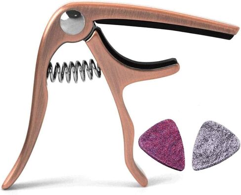 Ukulele Capo, with 2 Felt Picks for Soprano and Concert Ukulele – Professional and Lightweight Mini Size Zinc Alloy 4 String Uke Kapo (Gold) in Kuwait