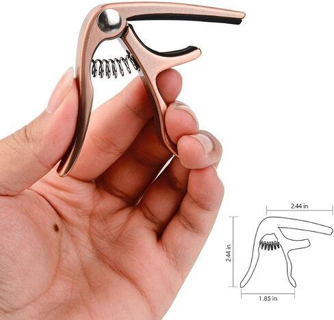 Ukulele Capo, with 2 Felt Picks for Soprano and Concert Ukulele – Professional and Lightweight Mini Size Zinc Alloy 4 String Uke Kapo (Gold) in Kuwait