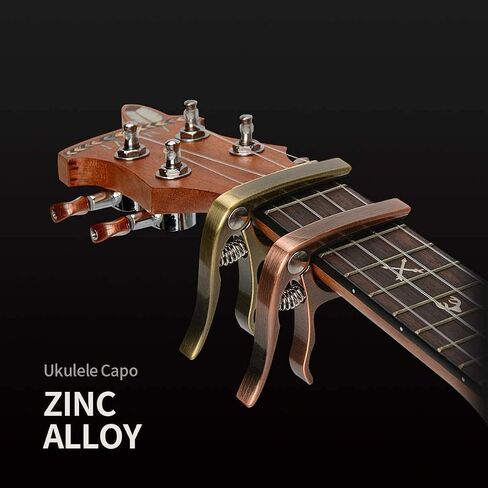 Ukulele Capo, with 2 Felt Picks for Soprano and Concert Ukulele – Professional and Lightweight Mini Size Zinc Alloy 4 String Uke Kapo (Gold) in Kuwait