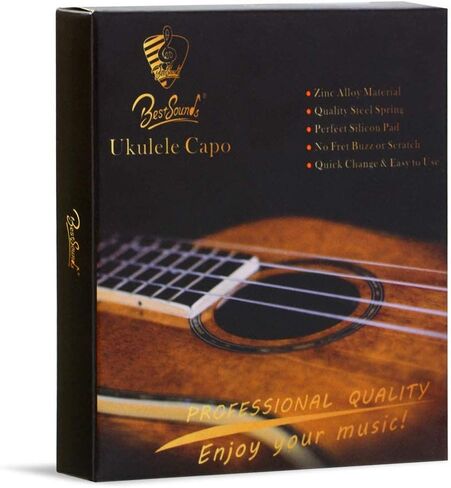 Ukulele Capo, with 2 Felt Picks for Soprano and Concert Ukulele – Professional and Lightweight Mini Size Zinc Alloy 4 String Uke Kapo (Gold) in Kuwait