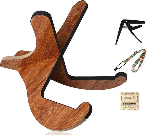 حامل قيثارة محمول مع حزام وكابو وخيوط، حامل ادوات خشبي قوي باطار على شكل حرف X مع حافة ناعمة للقيثارة والمندولين والكمان in Kuwait