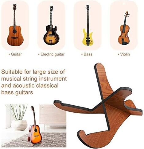 حامل قيثارة محمول مع حزام وكابو وخيوط، حامل ادوات خشبي قوي باطار على شكل حرف X مع حافة ناعمة للقيثارة والمندولين والكمان in Kuwait