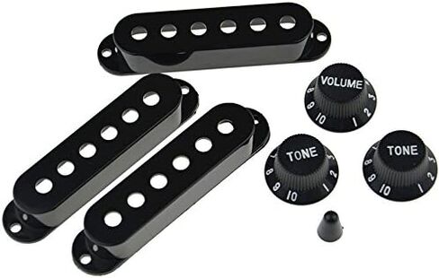 Swhmc Guitar Switch Tip 3 Pickup Cover 2 Tone 1 Volume Knobs Set Black for Strat (50mm) in Saudi Arabia