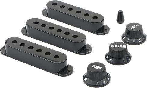 Swhmc Guitar Switch Tip 3 Pickup Cover 2 Tone 1 Volume Knobs Set Black for Strat (50mm) in Saudi Arabia
