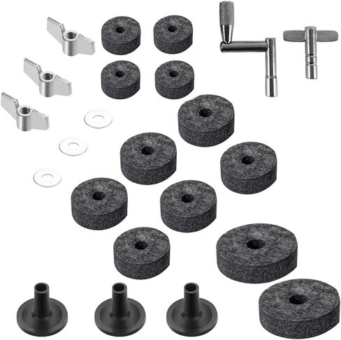 (23Ps) Cymbal Replacement Accessories, Replacement for Drum Set,Cymbal Felts Hi-Hat Clutch Felt Hi Hat Cup, Felt Cymbal Sleeves with Base Wing Nuts, Washer, Cymbal Sleeves & Base Wing Nuts(grey) in Saudi Arabia