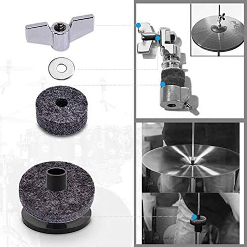 (23Ps) Cymbal Replacement Accessories, Replacement for Drum Set,Cymbal Felts Hi-Hat Clutch Felt Hi Hat Cup, Felt Cymbal Sleeves with Base Wing Nuts, Washer, Cymbal Sleeves & Base Wing Nuts(grey) in Saudi Arabia