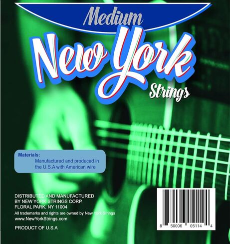 New York Strings NYSA56 Acoustic Guitar Strings Phosphor Bronze Wound - Medium - Innovation - Quality - The New York Strings are a symphony of strings - MADE IN USA in Kuwait