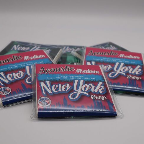 New York Strings NYSA56 Acoustic Guitar Strings Phosphor Bronze Wound - Medium - Innovation - Quality - The New York Strings are a symphony of strings - MADE IN USA in Kuwait