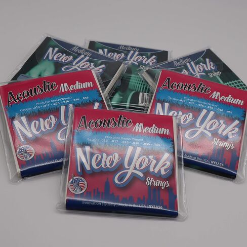 New York Strings NYSA56 Acoustic Guitar Strings Phosphor Bronze Wound - Medium - Innovation - Quality - The New York Strings are a symphony of strings - MADE IN USA in Kuwait