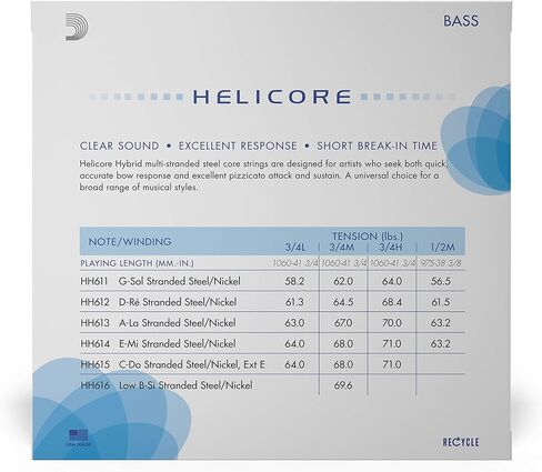 D'Addario Helicore Hybrid Bass Single A String, 3/4 Scale, Medium Tension in Kuwait