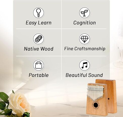 بيانو يونتي ماهوجني كاليمبا 17 مفتاحًا، بيانو إصبع محمول مع مطرقة لحن، مبيرا للأطفال البالغين والمبتدئين المحترفين in Kuwait