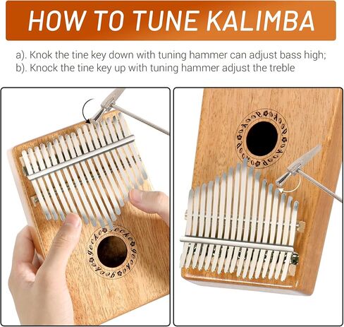 بيانو يونتي ماهوجني كاليمبا 17 مفتاحًا، بيانو إصبع محمول مع مطرقة لحن، مبيرا للأطفال البالغين والمبتدئين المحترفين in Kuwait