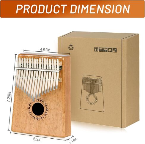بيانو يونتي ماهوجني كاليمبا 17 مفتاحًا، بيانو إصبع محمول مع مطرقة لحن، مبيرا للأطفال البالغين والمبتدئين المحترفين in Kuwait