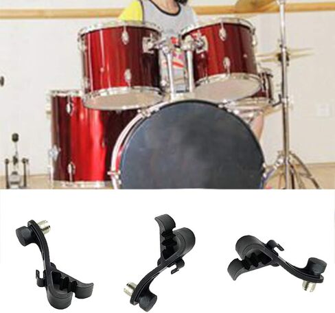 MOFUCA طبلة ميكروفون كليب، ميكروفون طبل جبل قابل للتعديل ميكروفون حامل المشبك حامل ميكروفون موسيقي مقاوم للصدمات لحامل الطبل (أسود) in Kuwait