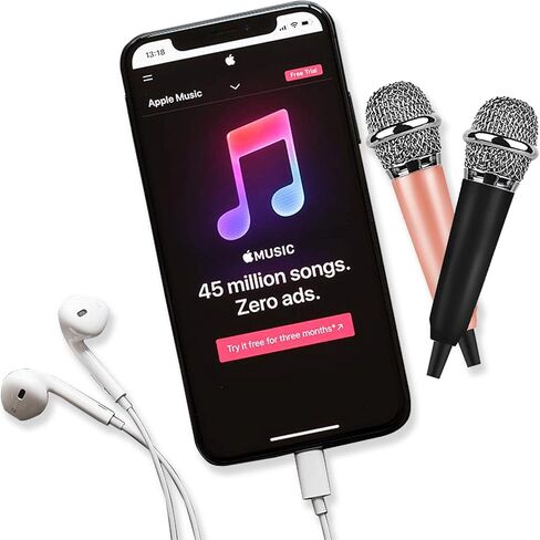 قطعتان من ميكروفون صغير، ميكروفون كاريوكي، ميكروفون Asmr، ميكروفون صغير للغناء والتسجيل والاستماع إلى الأغاني، لأجهزة الكمبيوتر المحمول المحمولة/Apple Samsung Android (أسود وذهبي وردي) in Saudi Arabia