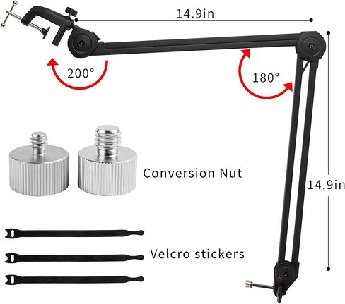 Lansdowns Microphone Arm Adjustable Mic Stand Boom Arm Mic Stand with Microphone Windscreen and Mic Pop Filter Microphone Stand Desk Adjustable for Professional Streaming, Voice-Over, Recording, Games in Saudi Arabia