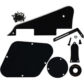 FLEOR 1Ply Black Pickguard Back Plate Screws Set & Switch Ring & Truss Rod Cover Plate & Black Bracket Fit Gibson Les Paul Pickguard Replacement