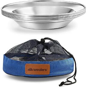 Stainless Steel Plate Set - 8.5 inch Ultra-Portable Dinnerware Set BPA Free Plates for Outdoor Camping | Hiking | Picnic | BBQ | Beach (3 Person Set) in Saudi Arabia