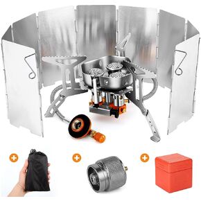 Odoland 3500W/6800W Windproof Camp Stove Camping Gas Stove with Windscreen, Fuel Canister Adapter, Piezo Ignition for Outdoor Backpacking Hiking and Picnic in Saudi Arabia