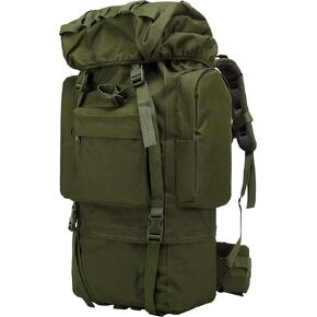 King'sGuard Internal Frame Hiking Backpack 65L Backpacking Backpack with Rain Cover Waterproof Camping Rucksack for Men and Women (Army Green)