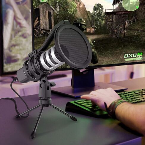 يوتو مجموعة ميكروفون يو اس بي مكثف للكمبيوتر الشخصي ميكروفون قلبي الشكل للتسجيل الصوتي للبث الصوتي والبث الصوتي والكمبيوتر والالعاب والبث الصوتي يوتيوب مع فلتر بوب وحامل ثلاثي القوائم وحامل للصدمات in Kuwait