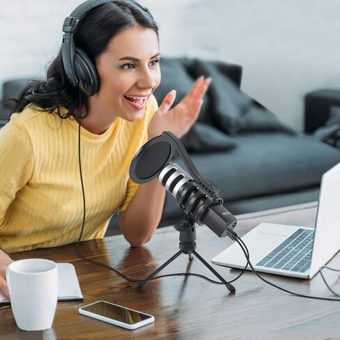 يوتو مجموعة ميكروفون يو اس بي مكثف للكمبيوتر الشخصي ميكروفون قلبي الشكل للتسجيل الصوتي للبث الصوتي والبث الصوتي والكمبيوتر والالعاب والبث الصوتي يوتيوب مع فلتر بوب وحامل ثلاثي القوائم وحامل للصدمات in Kuwait