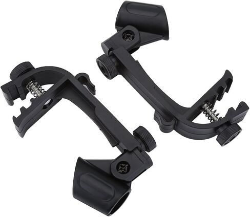 Bnineteenteam 2 قطعة مشبك على حامل الطبل، ميكروفون طبل مشبك مشبك تثبيت قابل للتعديل مقاوم للصدمات (أسود) in Kuwait