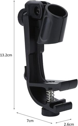 Bnineteenteam 2 قطعة مشبك على حامل الطبل، ميكروفون طبل مشبك مشبك تثبيت قابل للتعديل مقاوم للصدمات (أسود) in Kuwait