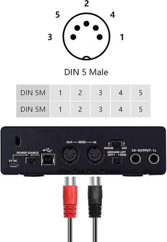 كابل XMSJSIY مزدوج MIDI مزدوج 5-Pin DIN MIDI إلى كابل DIN مزدوج 5 دبوس ذكر إلى ذكر واجهة رقمية للآلات الموسيقية سلك OFC لمركبات لوحات المفاتيح الرقمية كابل الصوت - 10 أقدام (3 أمتار) in Saudi Arabia